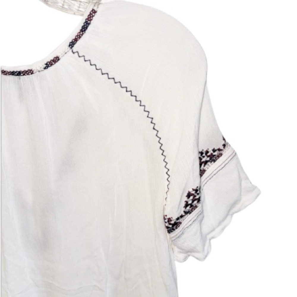 Paige White Embroidered Women's Peasant Top Boho Cottagecore Sz XS Feminine - Picture 12 of 14